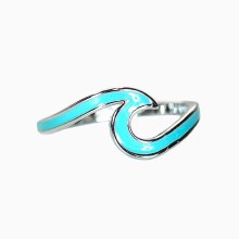 PV SILVER/TURQUOISE ENAMEL WAVE RING 6