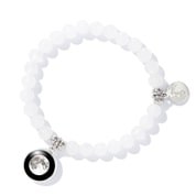 Moonstone Beaded Bracelet in White with Waxing Gibbous 4A
