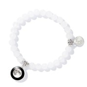 Moonstone Beaded Bracelet in White with Waning Gibbous 7D