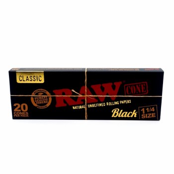 Raw Black 1 1/4 Cone 20 Pack