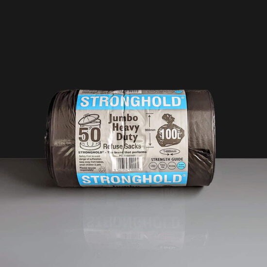 100L JUMBO STRONGHOLD HEAVY DUTY BIN BAG - 50 PACK