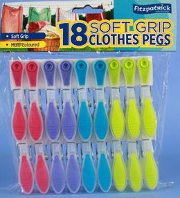 SOFT GRIP CLOTHES PEGS - 18 PACK
