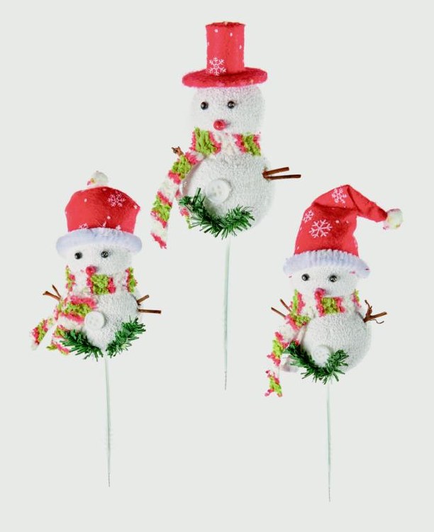 21CM SNOWMAN PICK - ASSORTED