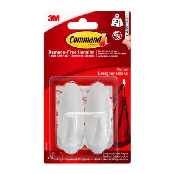 3M COMMAND MEDIUM DESIGNER HOOKS  - 2 PACK