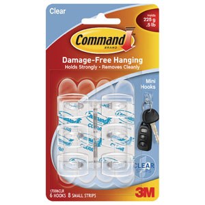 3M COMMAND MINI HOOKS CLEAR