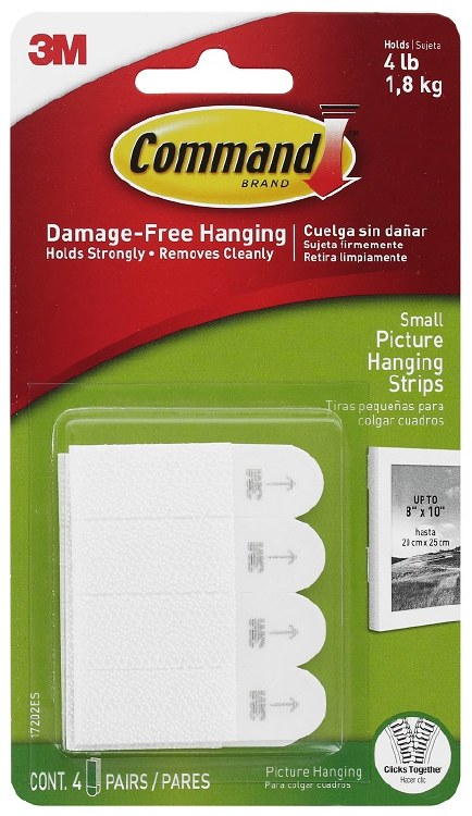 3M COMMAND SMALL PICTURE HANGING STRIPS - PACK OF 4