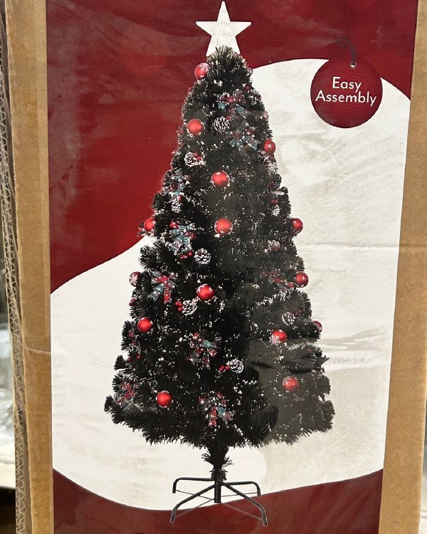 6FT FIBRE OPTIC CHRISTMAS TREE WITH BOWS AND BALLS