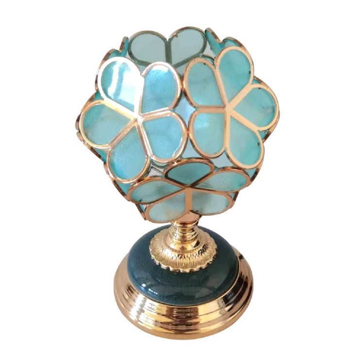 ADLEY FLOWER LAMP AQUA GLASS 29CM