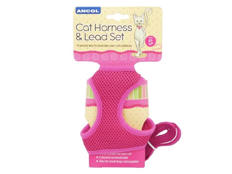 ANCOL CAT HARNESS &amp; LEAD SET PINK - SMALL