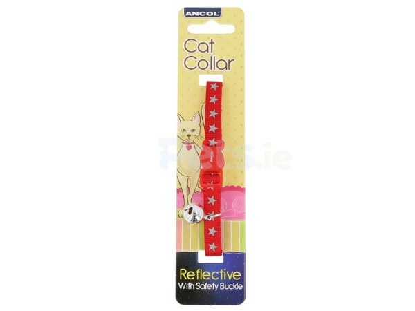 ANCOL REFLECTIVE RED STAR CAT COLLAR   20-30CM