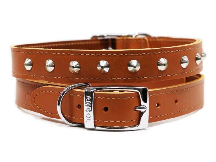 ANCOL SEWN STUDDED COLLAR TAN 16" S3