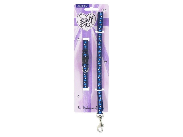 ANCOL SML BITE STARS PUPPY COLLAR&amp;LEAD BLUE