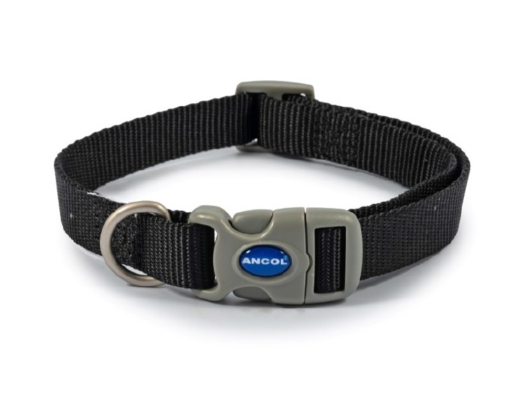 ANCOL VIVA NYLON ADJUSTABLE COLLAR BLACK SIZE 2-5