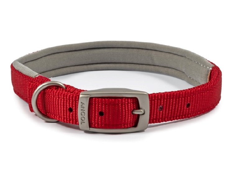 ANCOL VIVA PADDED NYLON COLLAR RED 18" S4