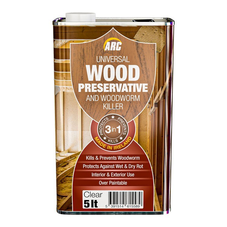 ARC UNIVERSAL WOOD PRESERVATIVE AND WOODWORM KILLER - CLEAR 5LITRE