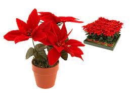 ARTIFICAL FABRIC POINSETTIA IN POT - 20CM