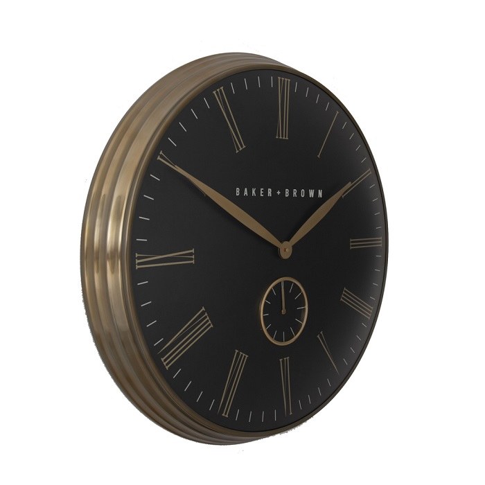 BAKER AND BROWN CLOCK  72CM - BLACK AND BRASS