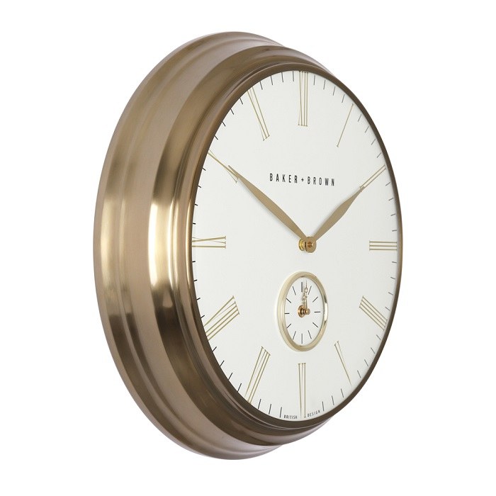 BAKER AND BROWN CLOCK - WHITE / BRASS 49CM