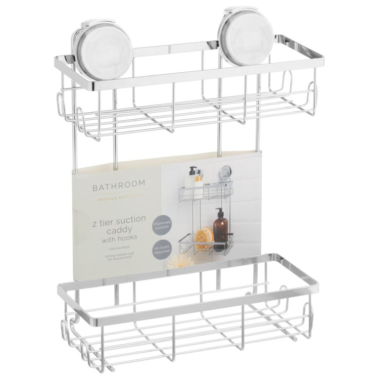 2 TIER BATHROOM SUCTION CADDY - CHROME
