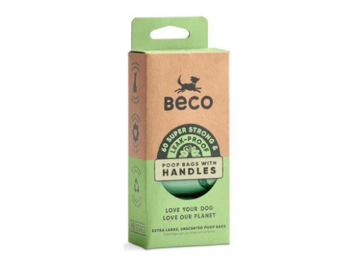 BECO UNSCENTED POOP BAGS - 60 WITH HANDLE