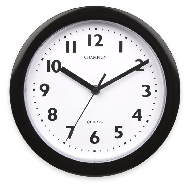 CHAMPION 9" ROUND WALL CLOCK BLACK