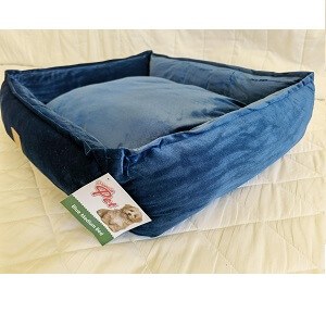 CHANELLE PET VELVET BLUE SMALL DOG BED - 48X41X16.5CM