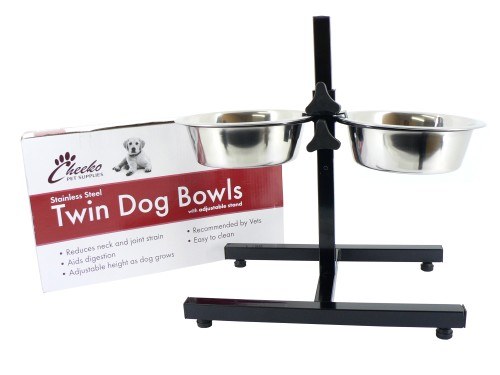 ADJUSTABLE TWIN DOG BOWL