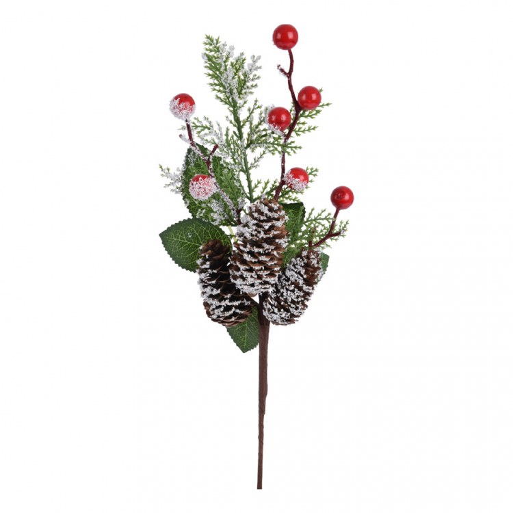 CHRISTMAS BERRY BRANCH 30CM -RED