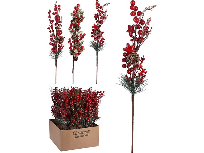 CHRISTMAS DECORATIVE BRANCH WITH SNOWY BERRIES