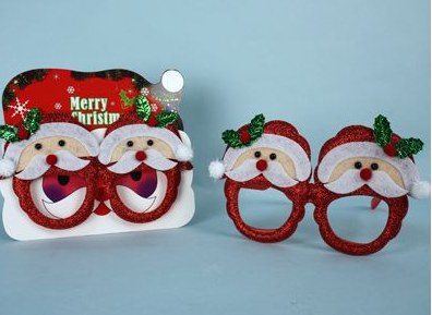 CHRISTMAS SANTA FACE ON GLASSES