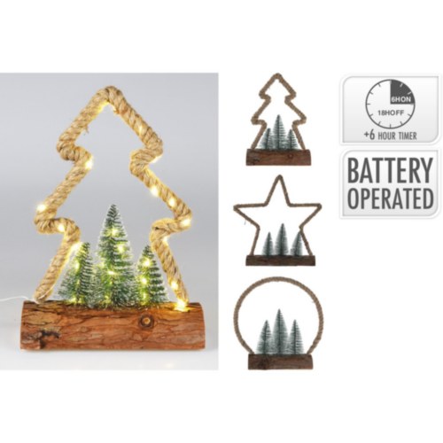 CHRISTMAS FIGURE JUTE 30LED BATTERY OPERATED - ASSORTED