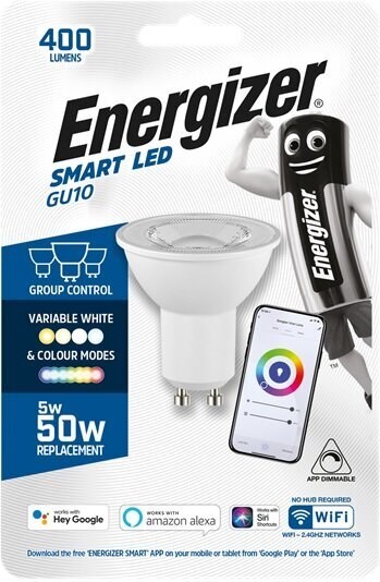ENERGIZER 5W (50W) 400 LUMENS LED ''SMART'' COLOUR CHANGING GU10 LAMP