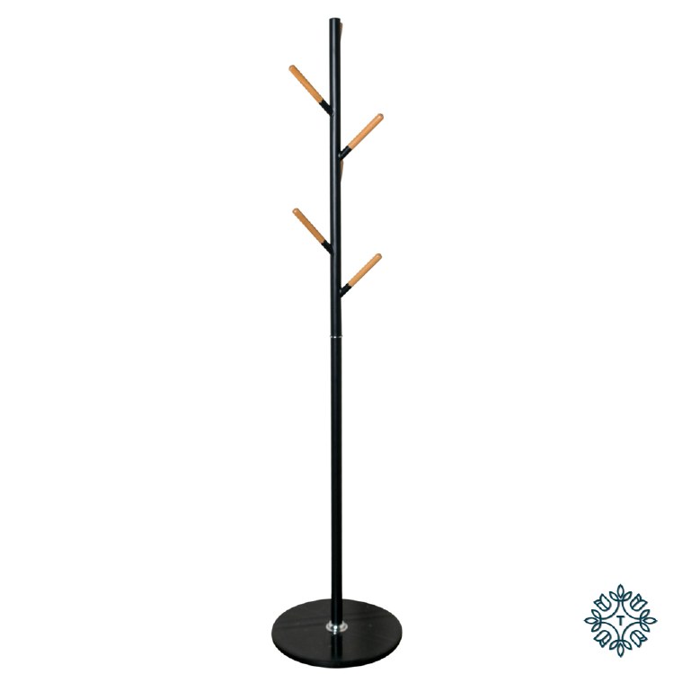 CONTEMPORARY HAT AND COAT STAND MARBLE BASE - BLACK
