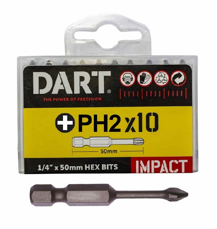 DART PH2 50MM IMPACT DRIVER BIT - PACK 10