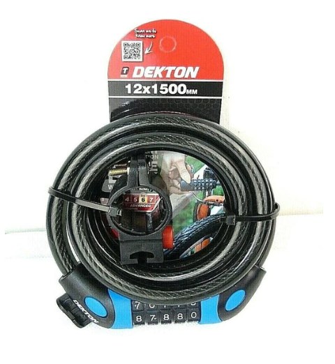 DEKTON 5 DIGIT COMBINATION CABLE LOCK WITH HOLDER 12X1500MM