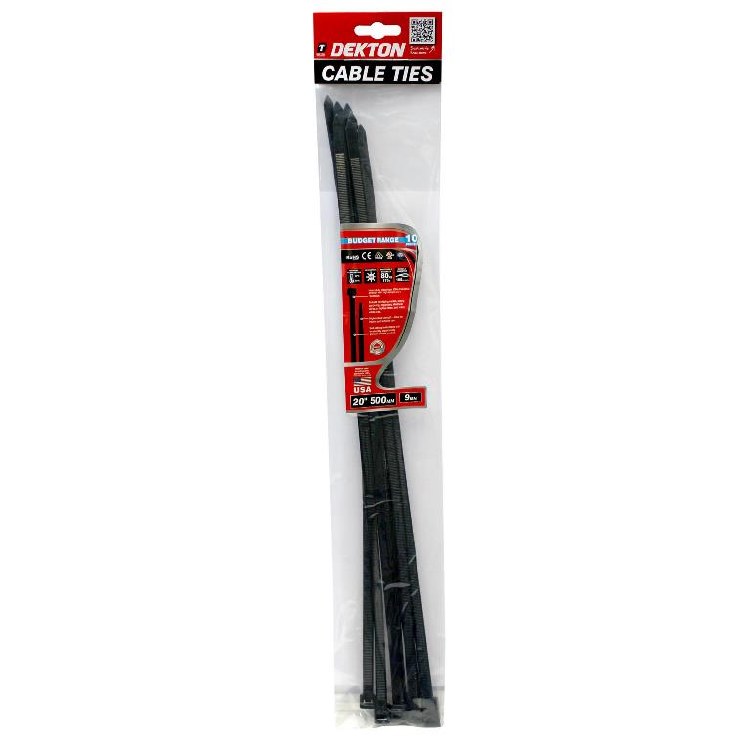 DEKTON CABLE TIES BLACK 10PCE