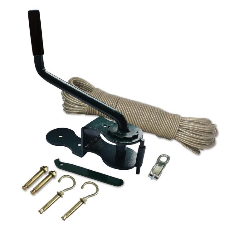 DE VIELLE PREMIUM COMPLETE 30METRE CLOTHES LINE WINDER KIT - DARK GREEN