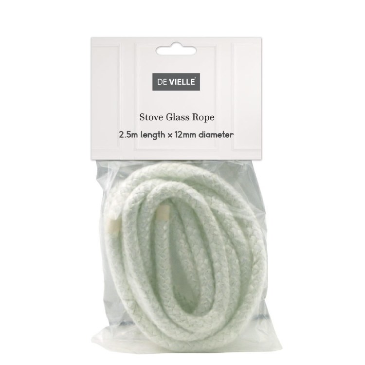 DE VIELLE STOVE GLASS ROPE 12MMX2.5M - WHITE