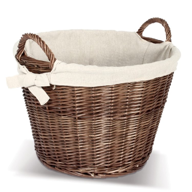 DEVIELLE PREMIUM NATURAL WICKER ROUND BASKET WITH CANVAS LINER