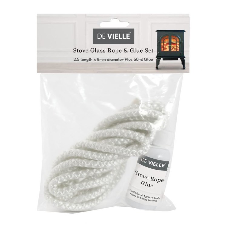 DE VIELLE STOVE GLASS ROPE AND GLUE SET
