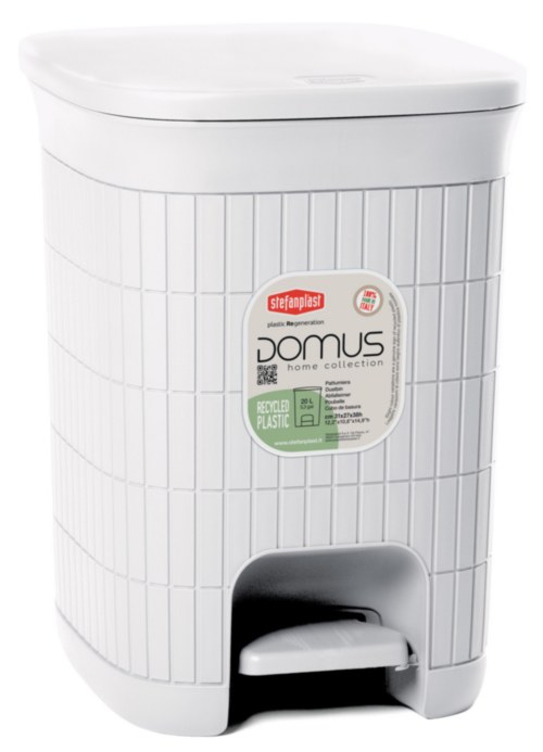 DOMUS 20LTR PEDAL DUSTBIN WHITE