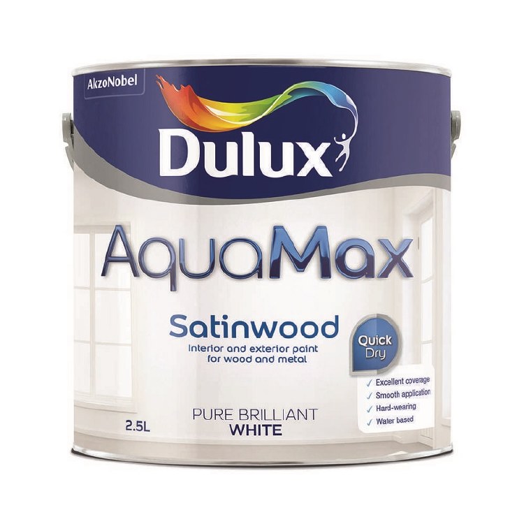 DULUX AQUAMAX WHITE WATER BASED SATIN - 2.5L