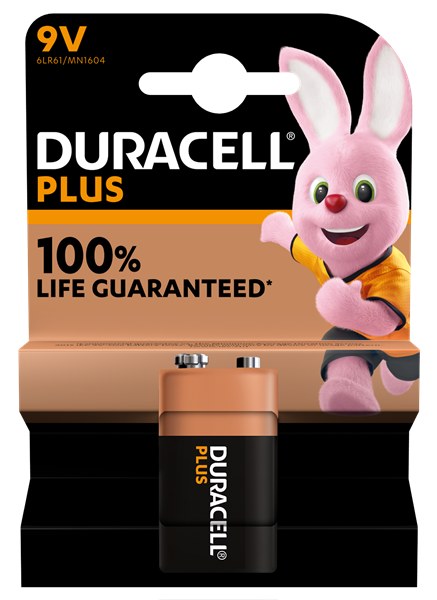 DURACELL PLUS 100% BATTERY SIZE 9V CARD 1 (REPLACES ULTRA)