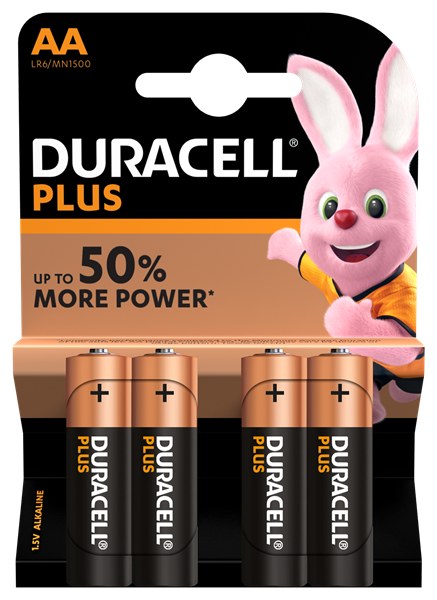 DURACELL PLUS 100% BATTERY SIZE AAA CARD 4 (REPLACES ULTRA)
