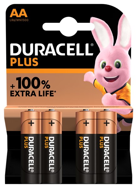 DURACELL PLUS 100% BATTERY SIZE AA 4 PACK