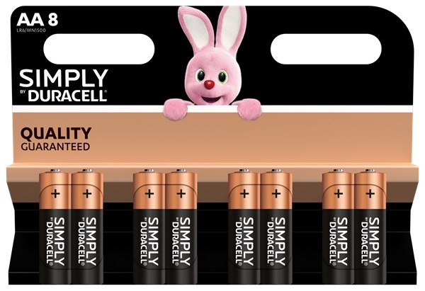 DURACELL SIMPLY BATTERY SIZE AA CARD 8