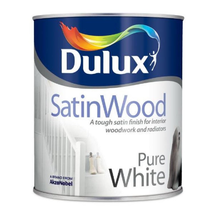 DULUX SATINWOOD MID SHEEN PAINT - BRILLIANT WHITE 750ML