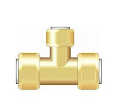 EASIPLUMB PUSHFIT 3/4X1/2X3/4 BRASS REDUCING TEE
