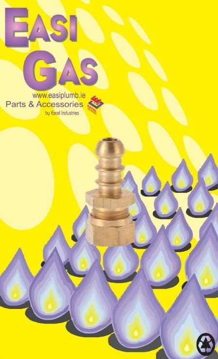 EASI PLUMB 3/8" COMPRESSION X HOSE UNION NOZZLE FOR GAS