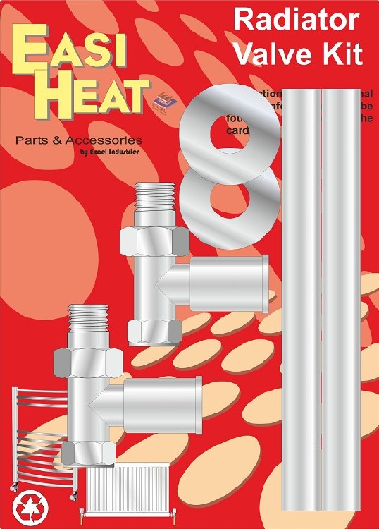 EASI PLUMB STRAIGHT PATTERN TOWEL RAIL RADIATOR VALVE KIT CP